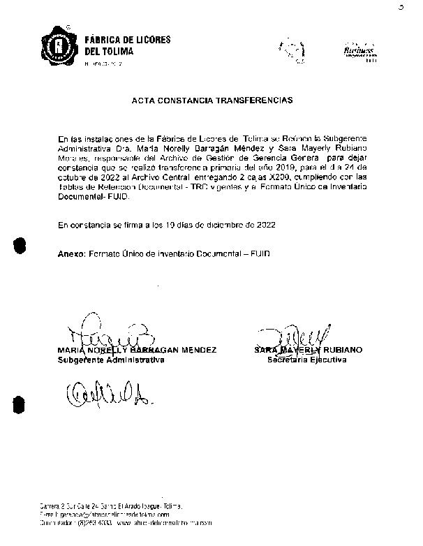 Acta Constancia Transferencia