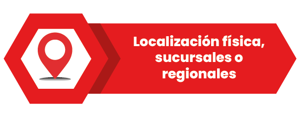 Localización física, sucursales o regionales